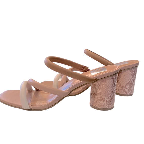 DV BY DOLCE VITA Women’s Mona Faux Python Block Heel Sandals Nude&white … - Picture 5 of 17